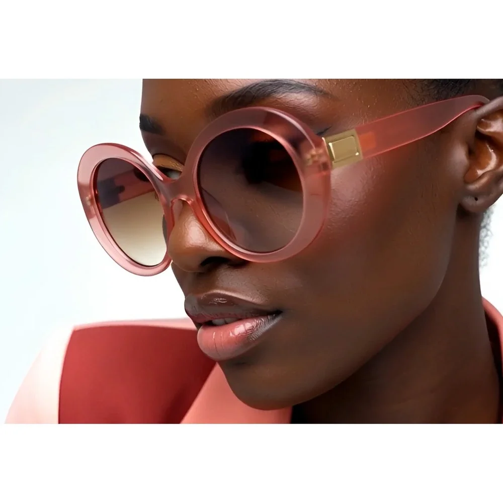 Women Oversized‎ Pink Frame Gradient Lens Round Sunglasses Fashion Luxury Lentes